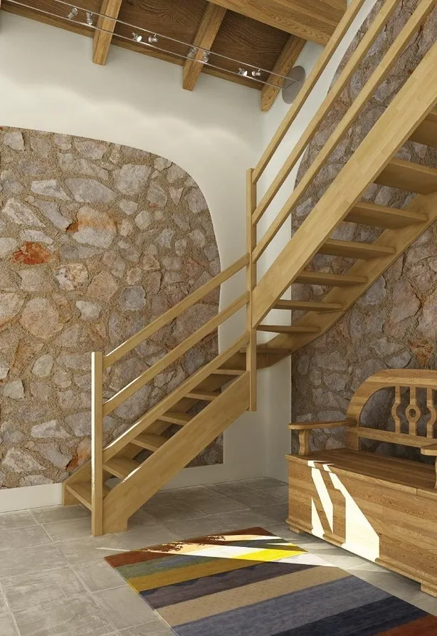 Escalier bois avec rampes lisses contemporaines