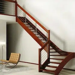 Escalier teinté avec rampes type 2 lisses inox